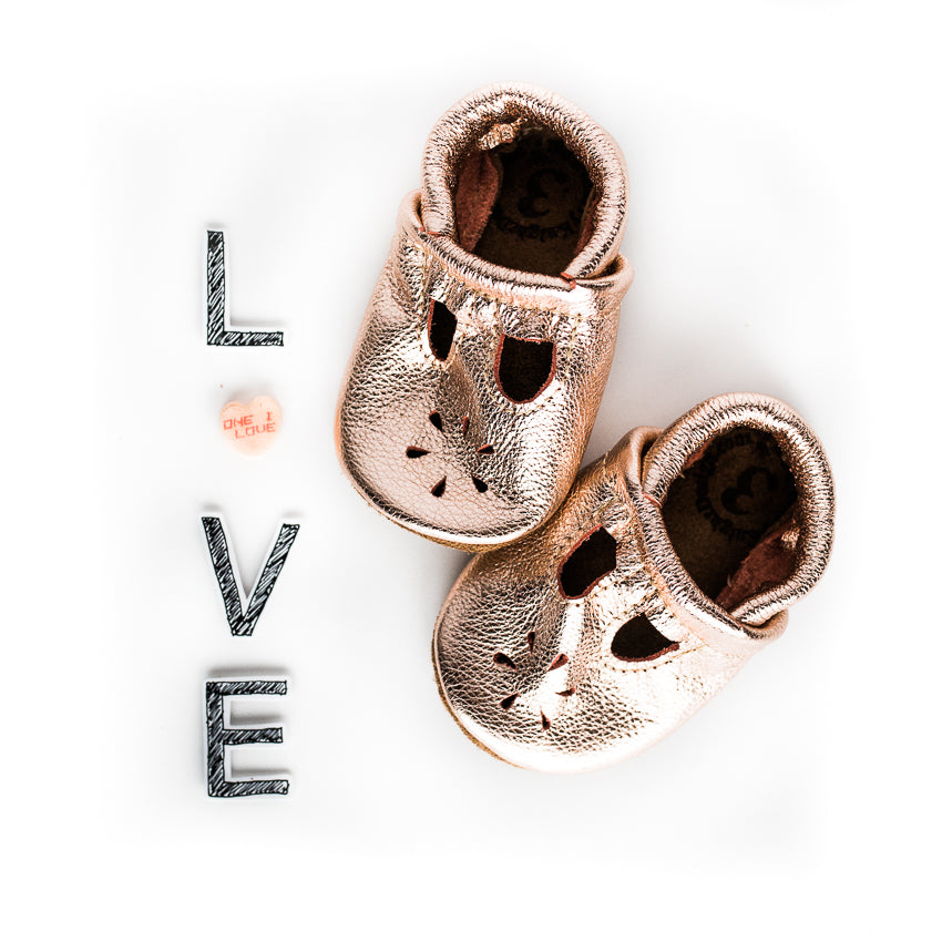 rose gold baby shoes