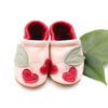 Cherries on pink Leather Shoes with Designs handmade by Starry Knight Design