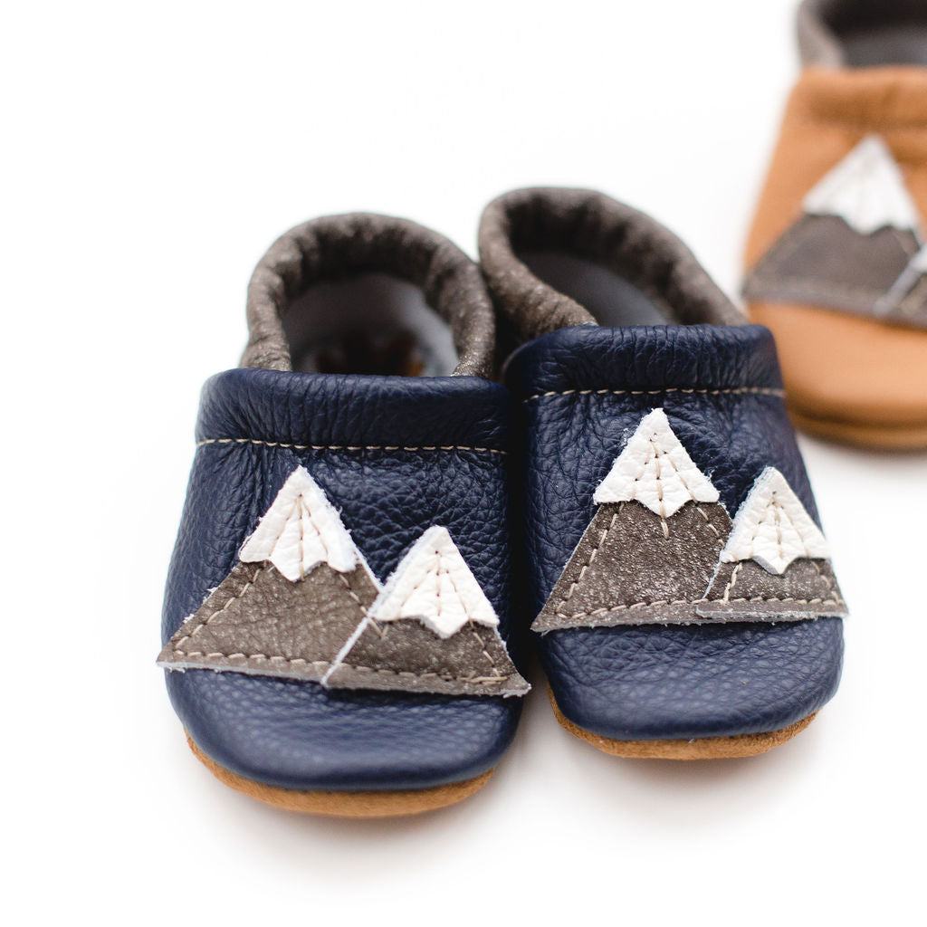 Navy Mountain Leather Shoes Moccs Baby and Toddler– Starry Knight